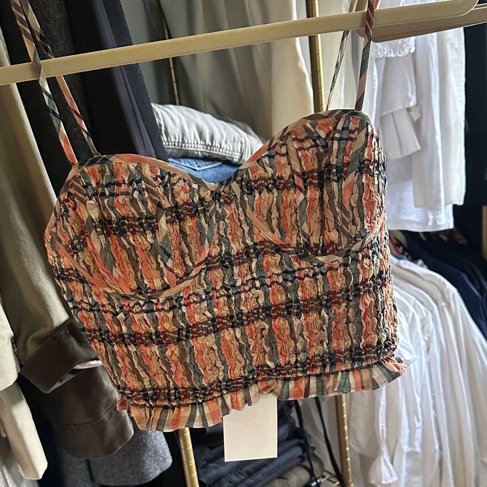 Ulla Johnson Multicolor Plaid Liv Top in Meadow